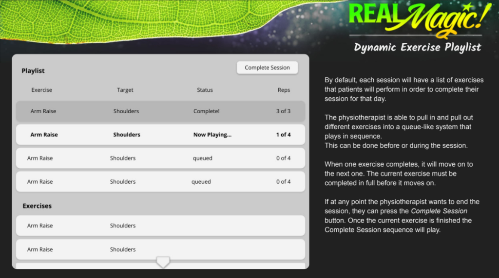 Dynamic Exercise Playlist interface